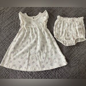 Easy Peasy Floral Matching Dress & Bummies Set White Purple Spring Easter 12m